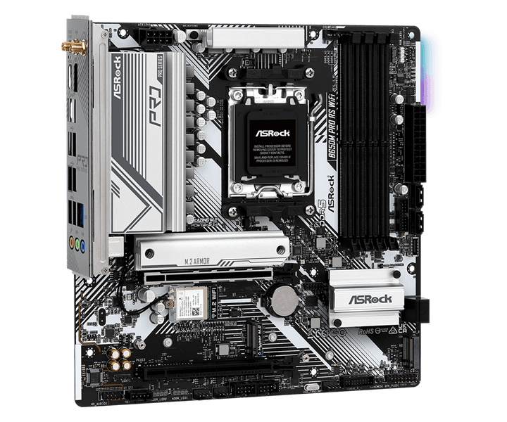 ASRock B650M PRO RS WIFI (RTL) AM5 <B650> 2xPCI-E HDMI+DP 2.5GbLAN+WiFi+BT  SATA MicroATX 4DDR5