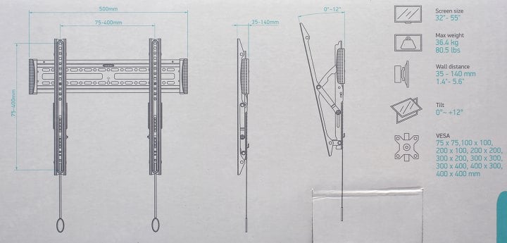 ONKRON <SN14> Наклонный кронштейн  (VESA75/400, 32-55", 36.4кг)