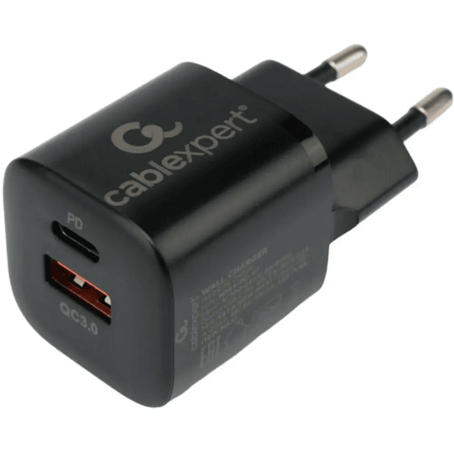 <121260> Сетевое зарядное устройство Cablexpert MP3A-PC-47 20W QC3.0/PD USB Type-C черный [MP3A-PC-47]