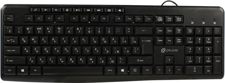OKLICK Keyboard & Optical Mouse <S650> Black (Кл-ра, М/Мед, USB+Мышь 4кн, Roll,  USB)  <1875246>