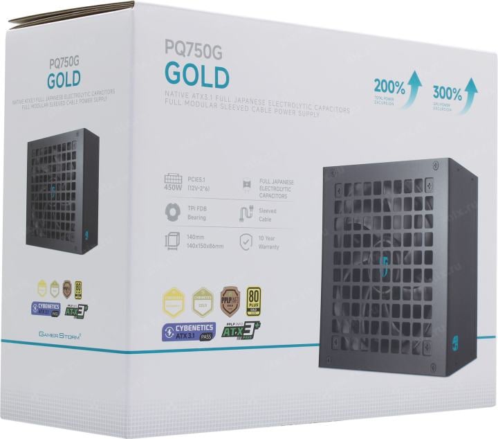 Блок питания GamerStorm PQ750G-FD <R-PQ750G-FD0B-WGEU-V1> 750W  ATX  (24+4x4+16+2x6/8пин)  Cable Management
