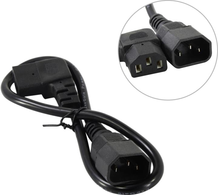 ExeGate EC-0.5S <EX297768RUS> Кабель UPS - > устройство 220V  IEC-320-C13 -  IEC-320-C14 0.5м, Г-образный