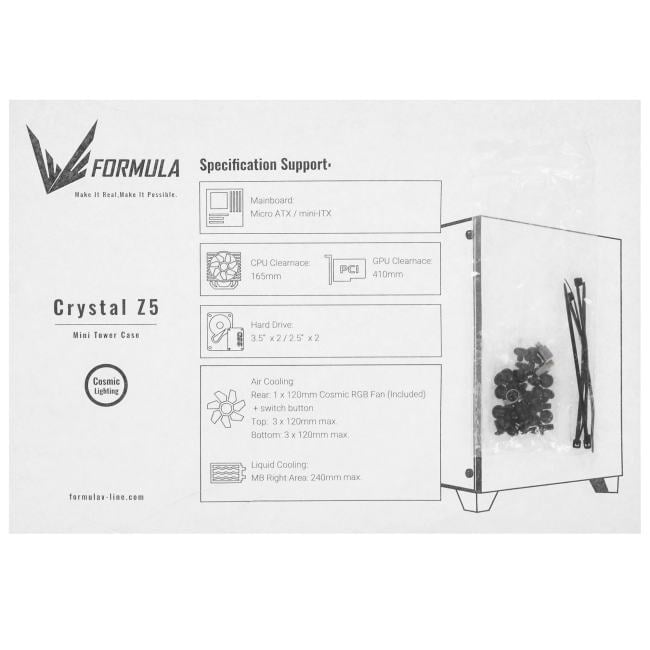 Корпус Formula Crystal Z5 TG черный без БП mATX 6x120mm 1xUSB2.0  1xUSB3.0  audio  bott PSU