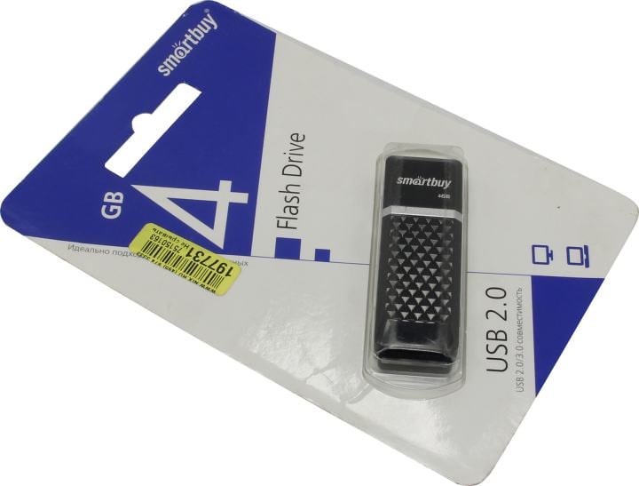 Флешка USB SmartBuy SB4GBQZ-K, 4 ГБ, USB 2.0, черная