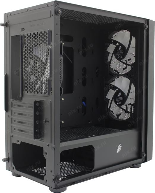 Miditower 1STPLAYER FIREBASE X4-M <X4-M-BK-2F1P-1F1> Black  ATX без БП