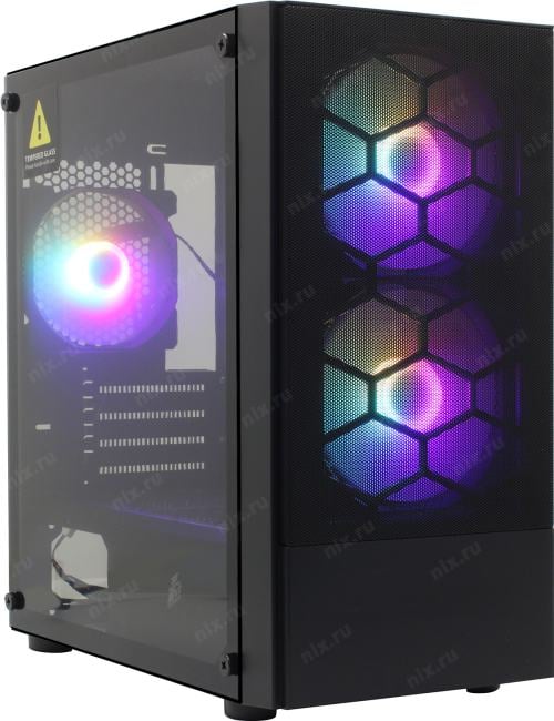 Miditower 1STPLAYER FIREBASE X4-M <X4-M-BK-2F1P-1F1> Black  ATX без БП