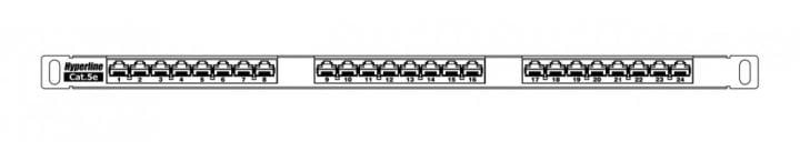 Hyperline PPHD-19-24-8P8C-C5E-110D Патч-панель высокой плотности 19", 0.5U, 24 порта RJ-45, категория  5E, Dual IDC