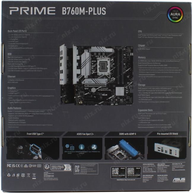 ASUS PRIME B760M-PLUS (RTL) LGA1700 <B760> 2xPCI-E HDMI+DP  2.5GbLAN  SATA  MicroATX 4DDR5