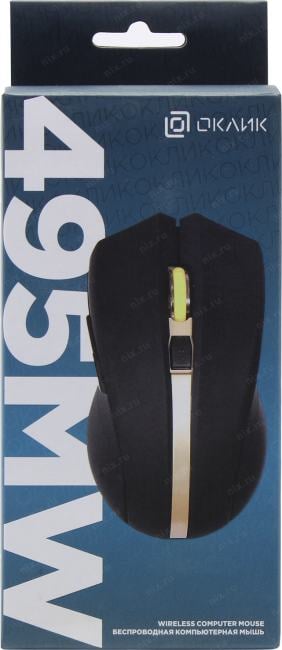 OKLICK Wireless Optical Mouse <495MW> <Black&Gold>  (RTL)  USB  6btn+Roll <998168>