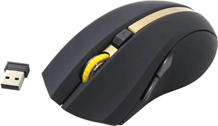 OKLICK Wireless Optical Mouse <495MW> <Black&Gold>  (RTL)  USB  6btn+Roll <998168>