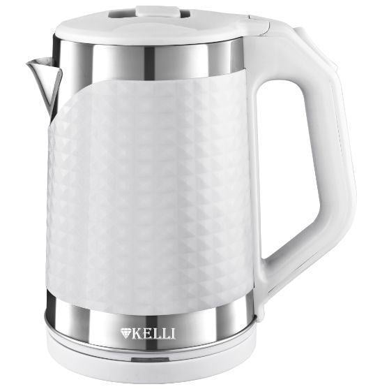 Чайник электрический Kelli KL-1372W 1.8 л, нержавейка+пластик, белый (12)