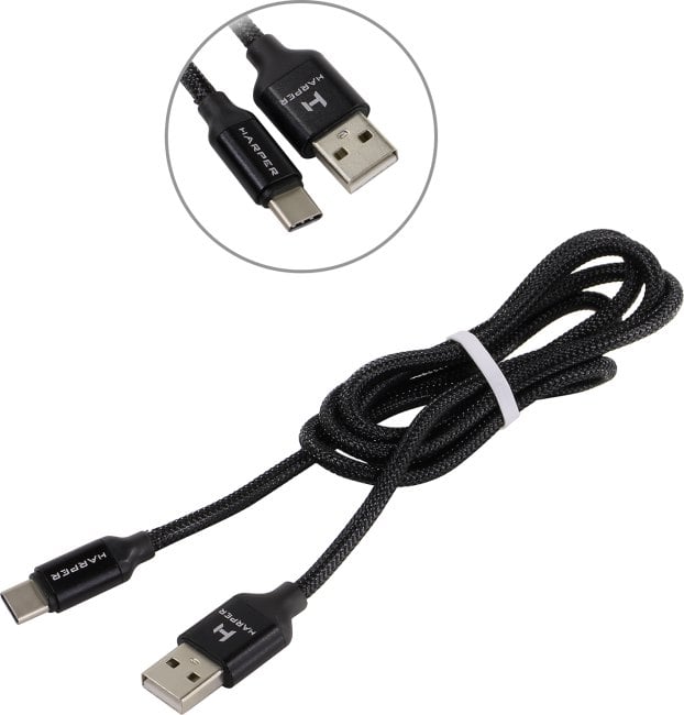 HARPER <BRCH-710 Black> Кабель  USB AM-->USB-C 1м