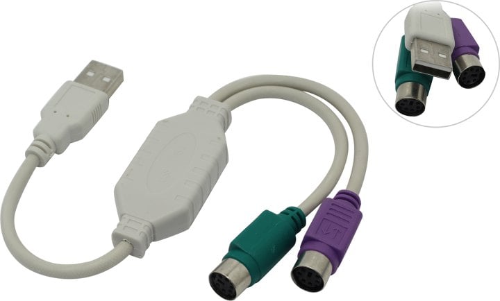Кабель-адаптер KS-is KS-011, USB → 2x PS/2