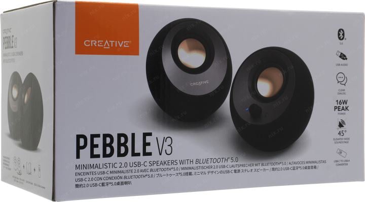 Колонки Creative PEBBLE V3 (RTL) <51MF1700AA000> (2x4W, питание  от USB-C, Bluetooth)