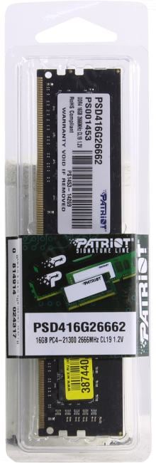 Patriot Signature Line <PSD416G26662> DDR4 DIMM 16Gb  <PC4-21300>  CL19