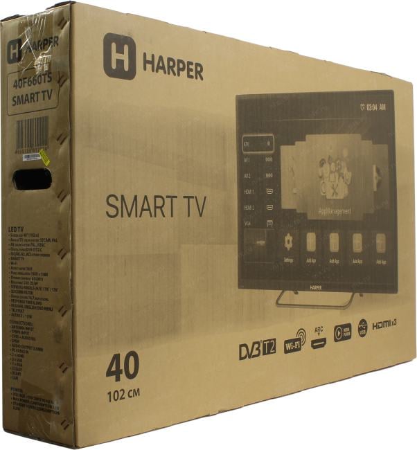40"    ЖК телевизор HARPER 40F660TS (1920x1080, HDMI, LAN, WiFi, USB,  DVB-T2,  SmartTV)