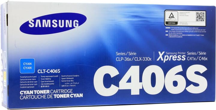 Тонер-картридж Samsung CLT-C406S Cyan  для  Samsung  CLX-3300/3305, CLP-360/365