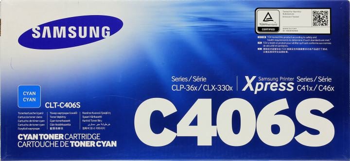 Тонер-картридж Samsung CLT-C406S Cyan  для  Samsung  CLX-3300/3305, CLP-360/365