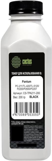 Тонер Cactus CS-TPA211-200 черный флакон 200гр.  для  принтера  Pantum PC-211/TL-420/TL-5120/P2200/P2500/P2207