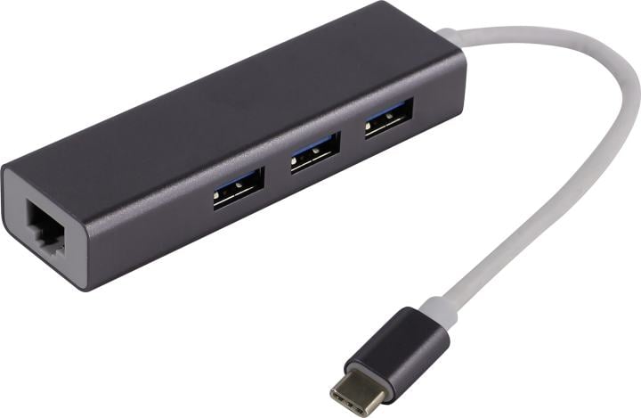 KS-is <KS-410> USB3.0 Hub  3 port, LAN,  подкл.  USB-C