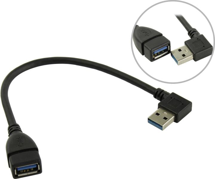 Кабель KS-is KS-402O, USB 3.0 AM-AF, угловой, 0.15 м