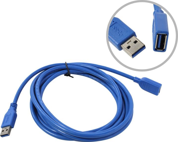 KS-is Удлинитель USB 3.0 AM - USB 3.0 AF KS-is (KS-511-3), розетка-вилка, скорость передачи до 5 Гбит/с, длина - 3 метра