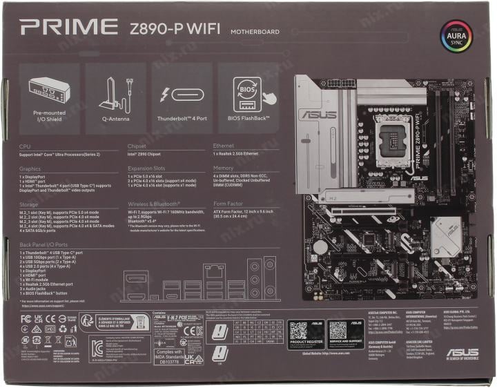 ASUS PRIME Z890-P WIFI (RTL) LGA1851 <Z890> 4xPCI-E HDMI+DP  2.5GbLAN+WiFi+BT  SATA  ATX 4DDR5