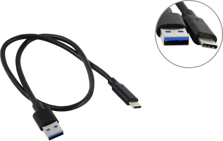 Кабель KS-IS KS-845B-0.5, USB-C -> USB-A, 10Gbps, 0,5 м, черный