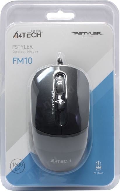 A4Tech FSTYLER Optical Mouse <FM10  Grey>  (RTL)  USB 4btn+Roll