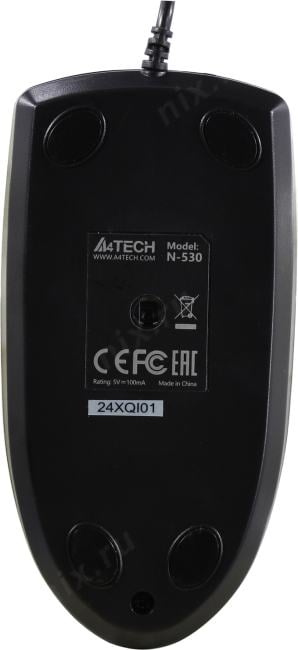 A4Tech V-Track Mouse  <N-530 Black>  (RTL) USB 3btn+Roll