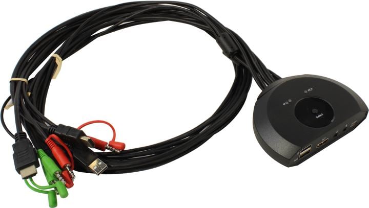 Ks-is <KS-767> 2-port HDMI KVM Switch  (клавиатураUSB+мышьUSB+HDMI+Audio+Mic, кабели несъемные)