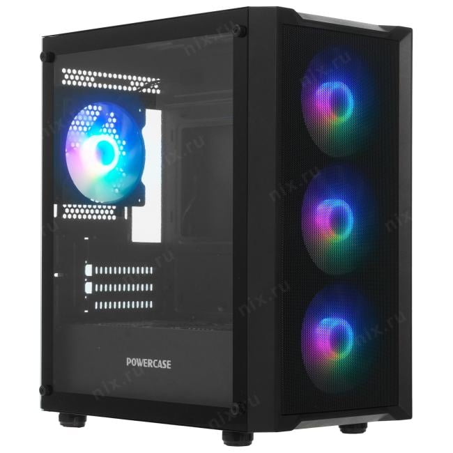 CMMEM19B-A4 Корпус Powercase Mistral Micro EM19, Tempered Glass, 4x120mm ARGB PWM  fan, чёрный, mATX