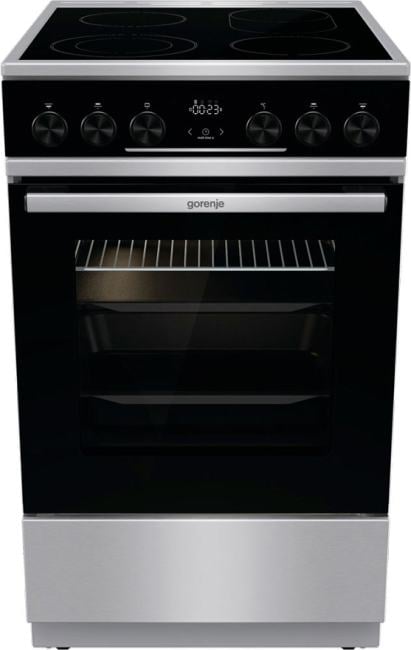 Плита электрическая Gorenje GEC5C61XPA серебристый, конфорок 4 электрических, духовка 70 л, 50 см x 85 см x 59.4 см