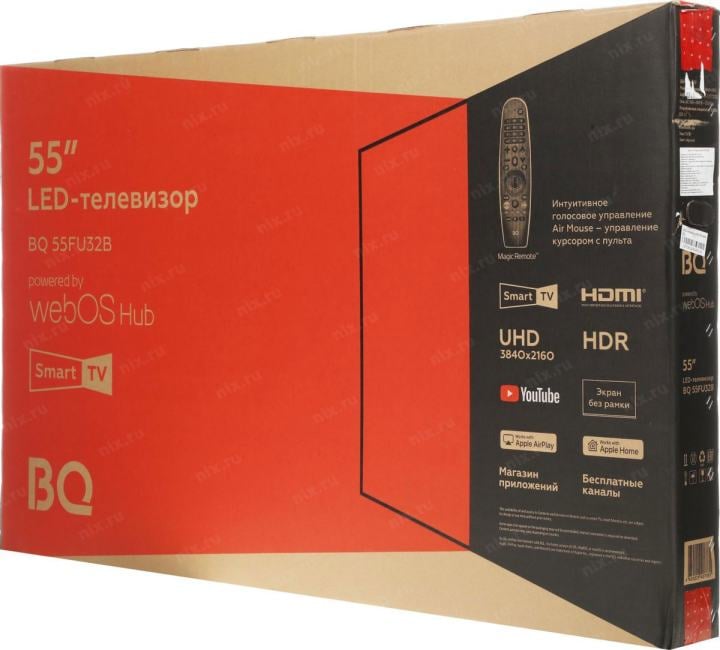 55" Телевизор BQ 55FU32B черный 3840x2160, 4K Ultra HD, 60 Гц, Wi-Fi,  Smart TV, webOS