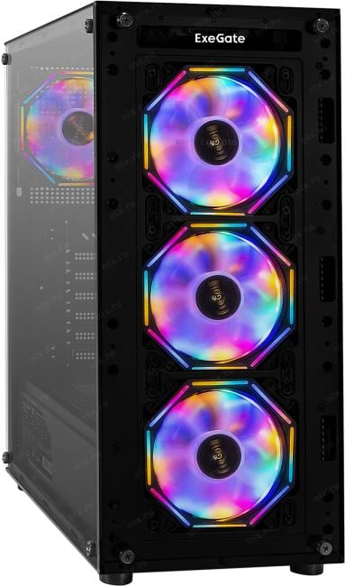 Компьютерный корпус Miditower ExeGate i3 BASE-NPX700 (ATX, БП 700NPX с вент. 12 см, с окном, 1*USB+1*USB 3.0, аудио, 4 вент. 12см с RGb подсветкой)