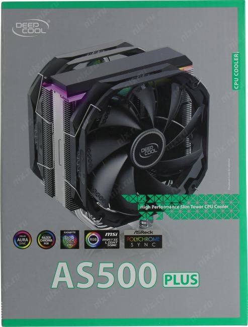 Deepcool <R-AS500-BKNLMP-G> AS500  PLUS (4пин, 1155/1200/2011/2066/AM4-FM2,500-1200об/мин,Al+тепл.трубки)