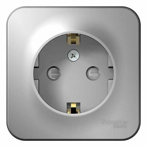 Розетка Systeme Electric BLNRA011113 с/з со шторками 16А, 250В, изолир.  пластина Алюминий наруж