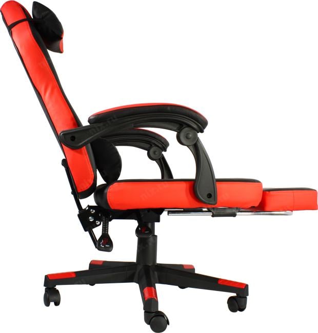 Кресло Defender DIABLO BLACK/RED черный/красный, экокожа, подставка для ног