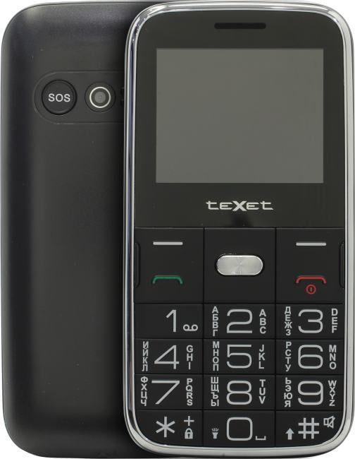 Мобильный телефон teXet TM-B227 2.2'', 176x220 TN, 32.8Mb, BT Cam, 2-Sim, 1500mAh, с большими кнопками, micro-USB, черный