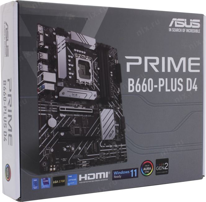 ASUS PRIME B660-PLUS D4 (RTL) LGA1700 <B660> 2xPCI-E Dsub+HDMI+DP  2.5GbLAN  SATA  ATX 4DDR4
