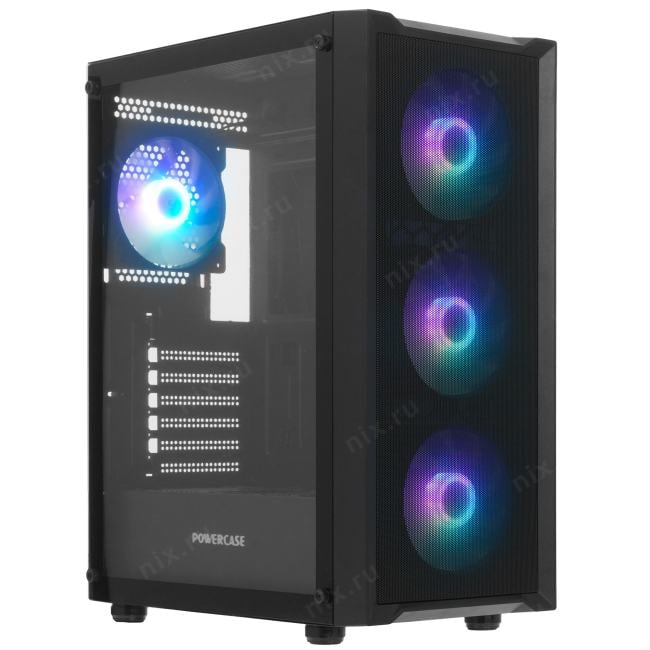 CMAEA19-A4 Корпус Powercase Mistral EA19, Tempered Glass, 4x 120mm ARGB PWM  Fan, чёрный, ATX
