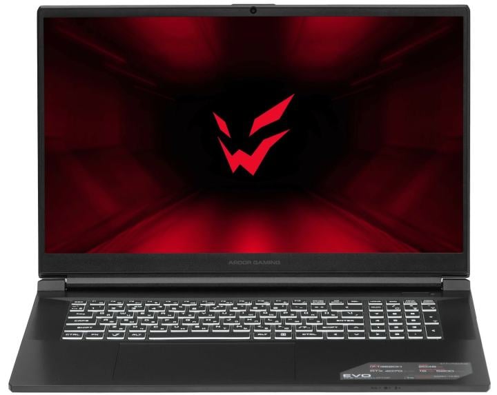 Ноутбук ARDOR Gaming EVO E17-I7ND402,17.3", Core i7-13620H, 16 ГБ, SSD 2048 ГБ, GeForce RTX 4070, без  ОС,  черный