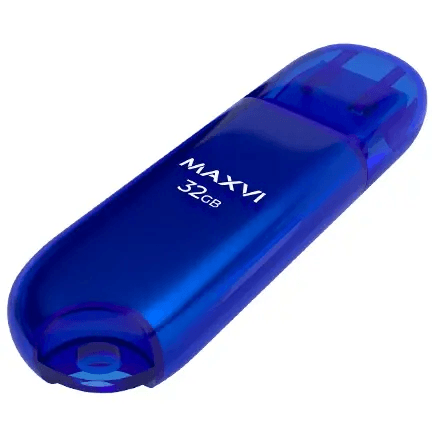 FD32GBUSB20C10P1 blue MAXVI  Флеш диск Maxvi P1 32GB USB 2.0 blue, монолит с колпачком,  ABS  пластик