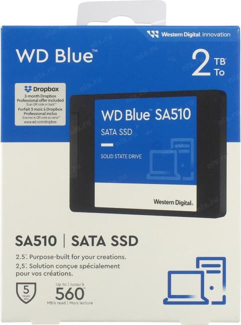 SSD 2 Tb SATA 6Gb/s WD Blue SA510  <WDS200T3B0A> 2.5" TLC