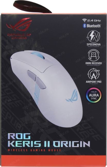 ASUS ROG KERIS II ORIGIN Wireless Mouse P722 (RTL)  USB/BT 5btn+Roll <90MP04A0-BMUA10>