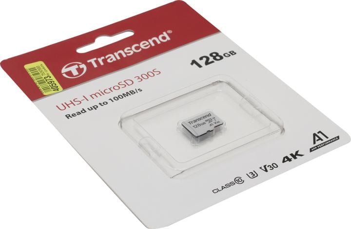Флеш карта microSD 128GB Transcend microSDXC Class 10 UHS-I U3, V30, A1, (без адаптера), TLC