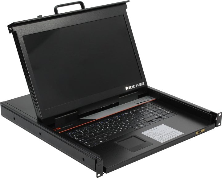 ProCase E1708HD Консоль однорельсовая , КВМ 8 порт, LCD 17'', single rail console KVM 8 port, LCD D-Sub, USB, разрешение 1920*1080, 8 кабелей