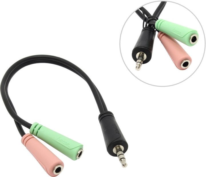 Hama <54573> Кабель-переходник 4-pin  Jack3.5-M  -->2Jack3.5-F