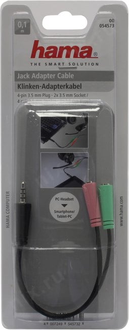 Hama <54573> Кабель-переходник 4-pin  Jack3.5-M  -->2Jack3.5-F