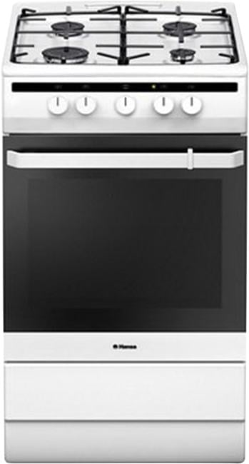 Плита газовая Hansa FCGW51001 белый, конфорок 4 шт, духовка 56 л, 50 см x 85 см x 60 см